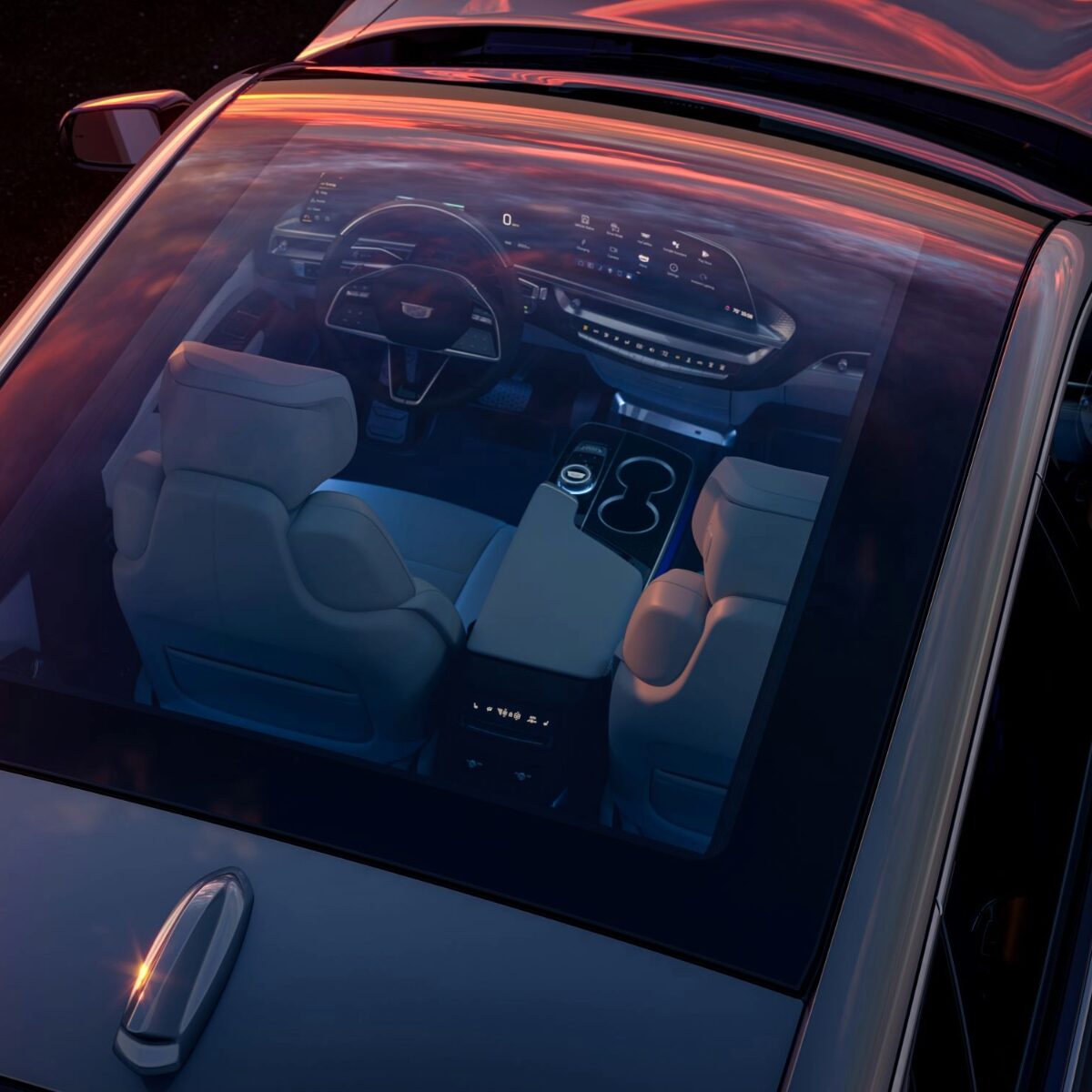 Lyriq interior glass roof