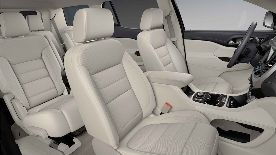 Three-Row Galvanized Light Shale Interior Seating on the New GMC Acadia 