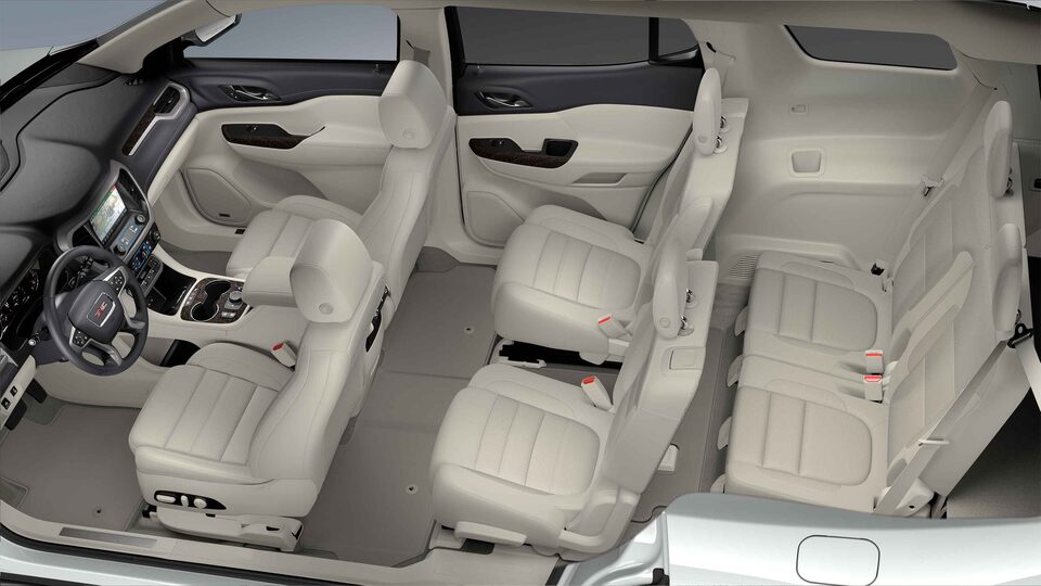 Three-Row Galvanized Light Shale Interior Seating on the New GMC Acadia