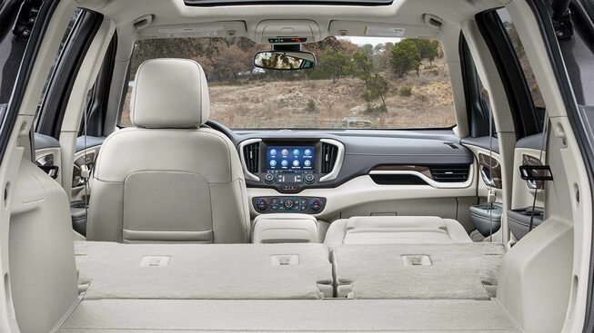 Interior of the GMC Terrain Denali With Folded Seats Turned Down