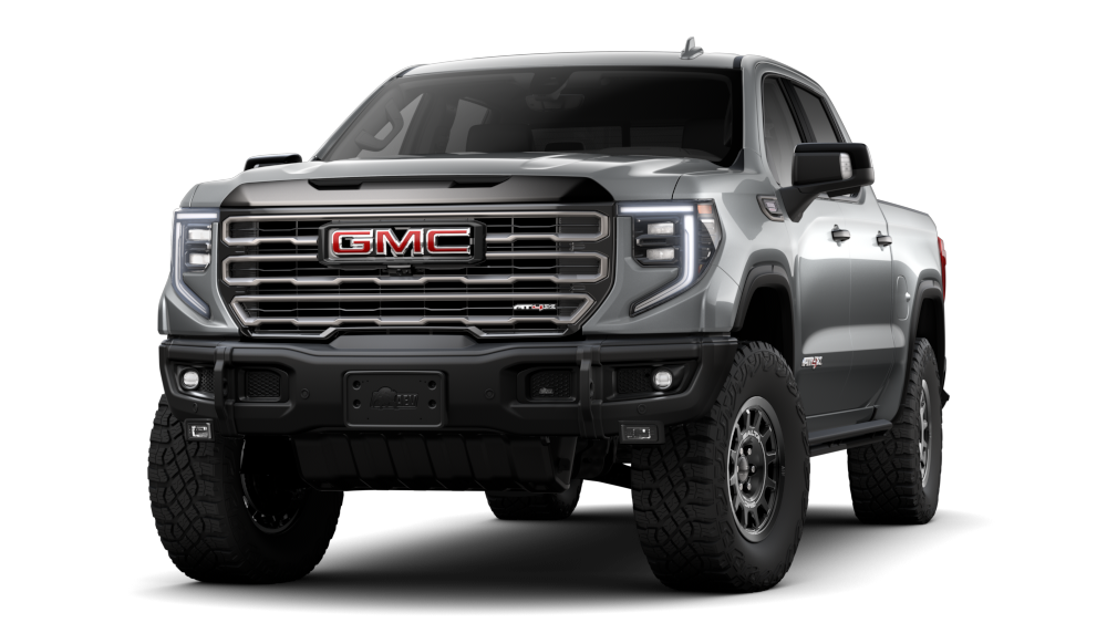Front Three-Quarters View of a Sterling Metallic 2026 GMC Sierra AT4X AEV Off-Road Truck