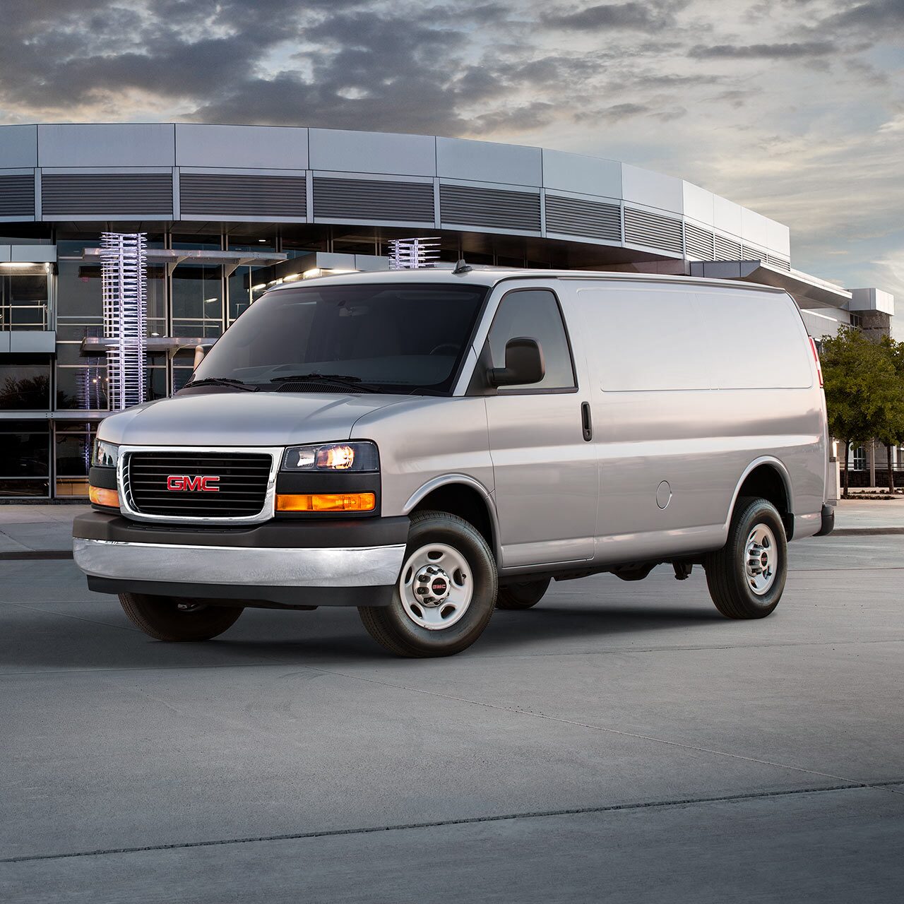 Front Three-Quarters View of the GMC Savana Cargo Van