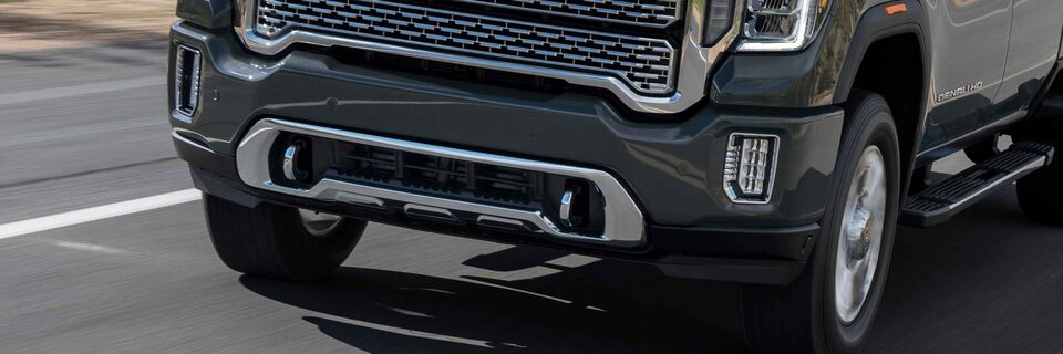 The Chrome Decal of the Sierra HD Equipped with Chrome Vertical Recovery Hooks