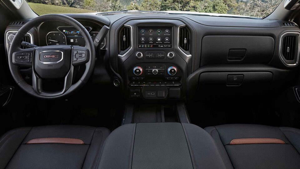 The Exclusive Jet Black with Kalahari Accents Interior of the Sierra AT4 HD 