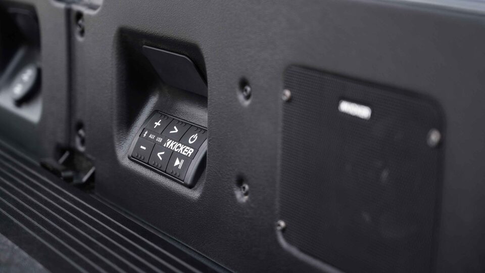 The MultiPro Tailgate Speaker Control Toggle of the Sierra HD