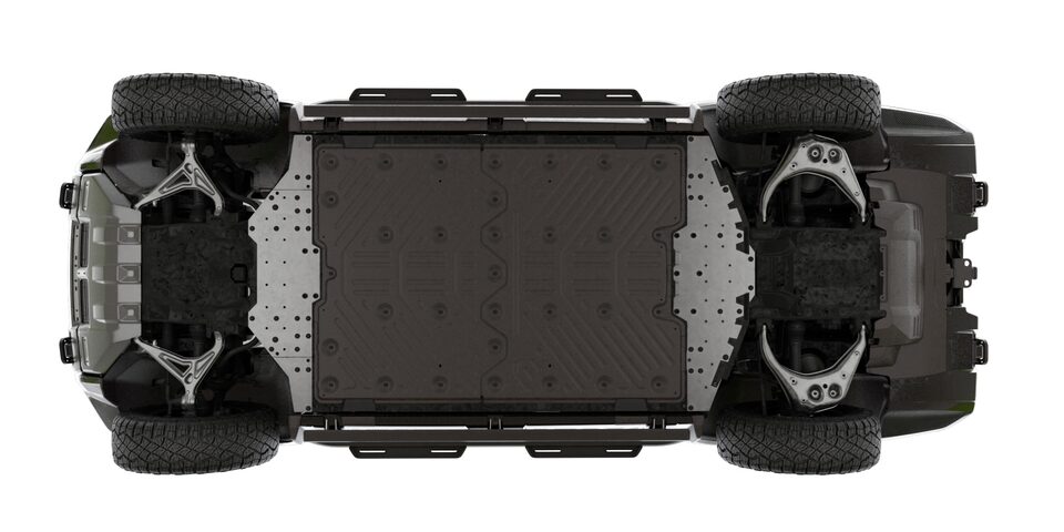 Bottom View of the 2025 Hummer EV Pickup Truck's Full Underbody Armor