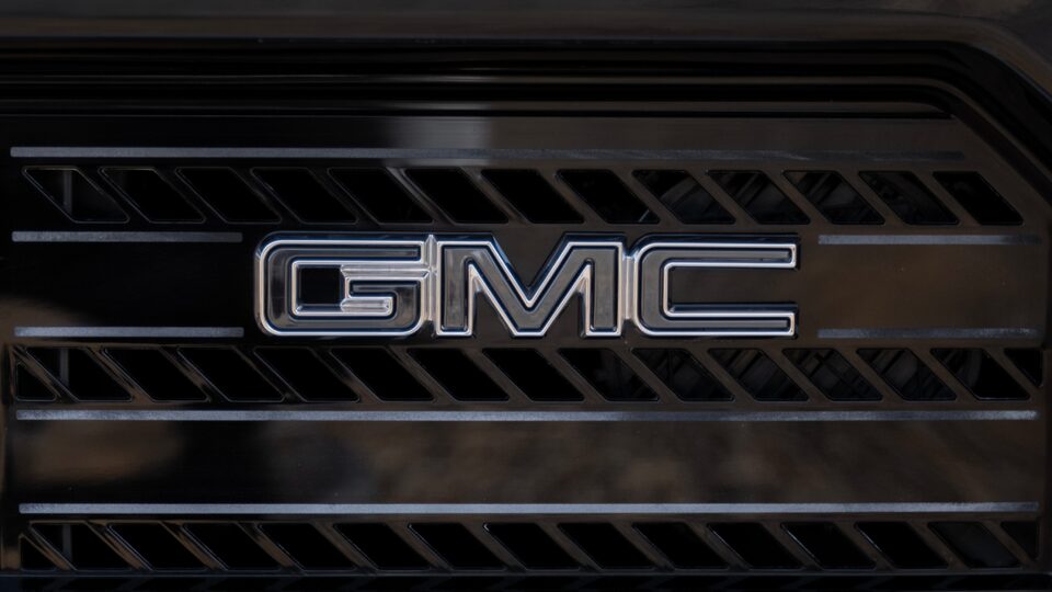 Close-Up View of the GMC Logo on the Grille of the 2025 Hummer EV Pickup Truck