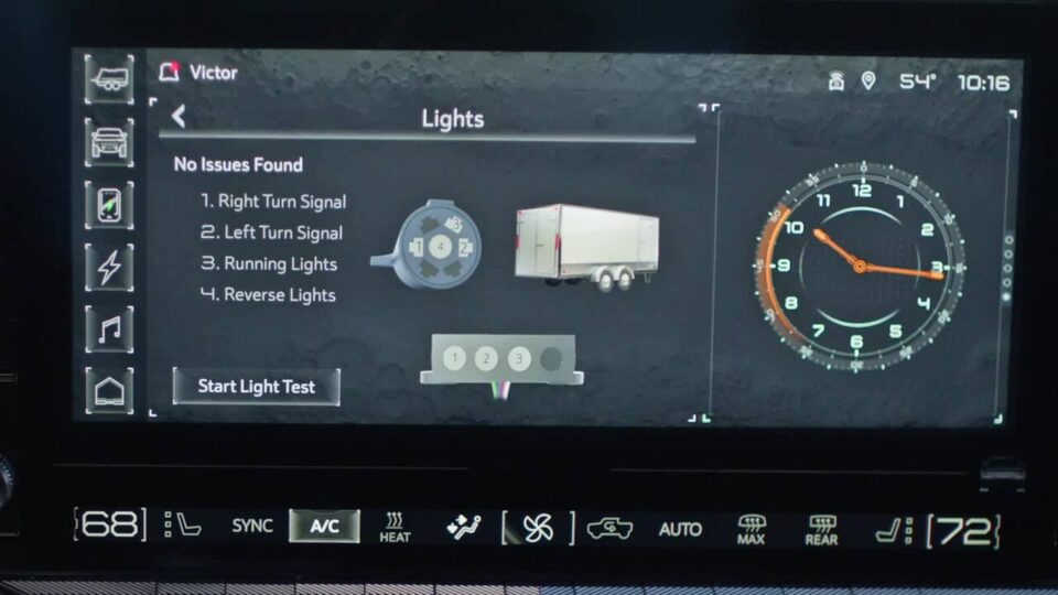 Close-Up View of the 2025 Hummer EV Prograde Trailering Feature on the Infotainment Screen