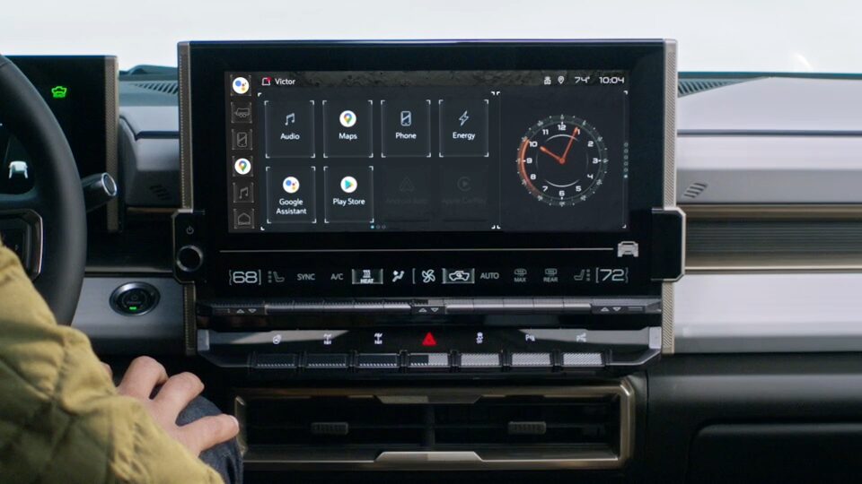 Close-Up View of the 2025 Hummer EV Infotainment Screen and Google Built-In Feature