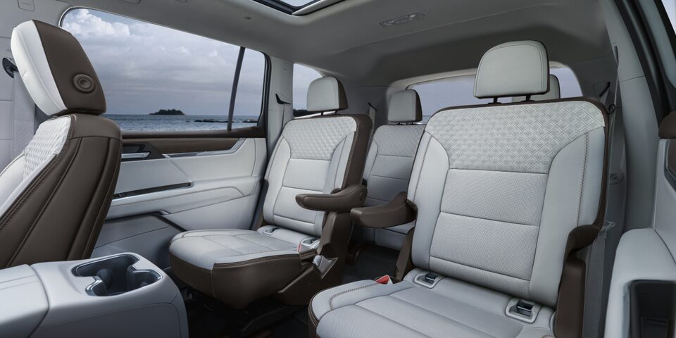 Interior View of the Second Row and Third Row Seats in the GMC Acadia