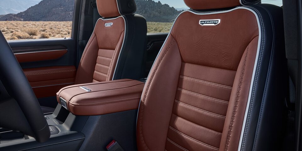 Close-Up View of the Seating in a 2025 GMC Sierra HD Truck