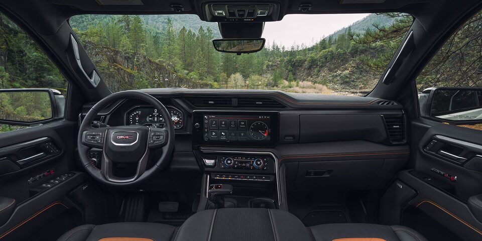 2025 GMC Sierra AT4 Off-Road Truck Interior Steering Wheel and Dashboard