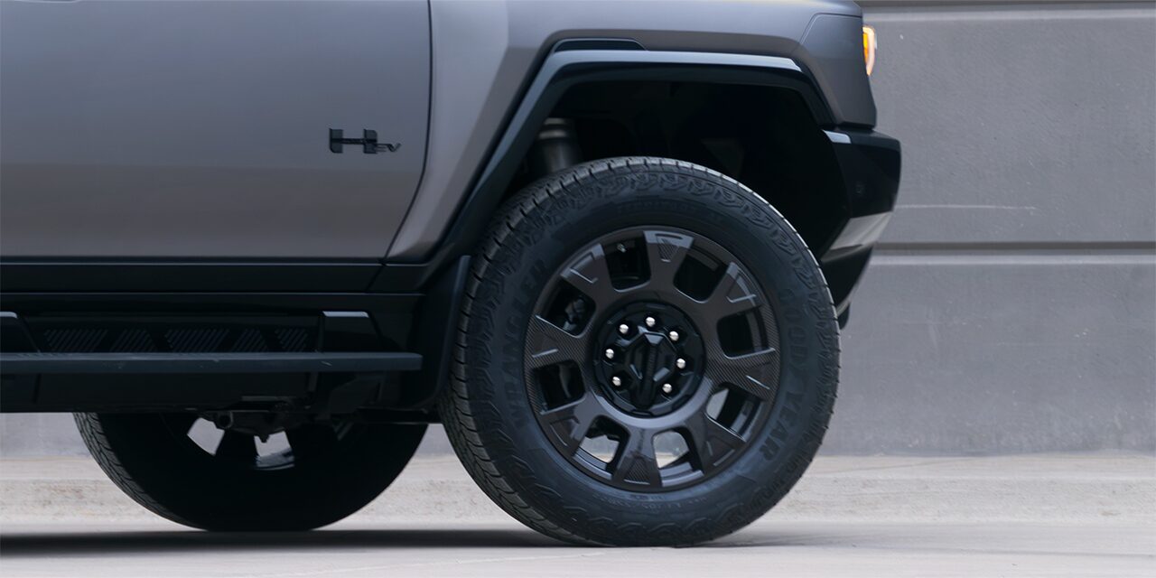 Close-up of the 2026 GMC HUMMER EV Electric SUV Wheels