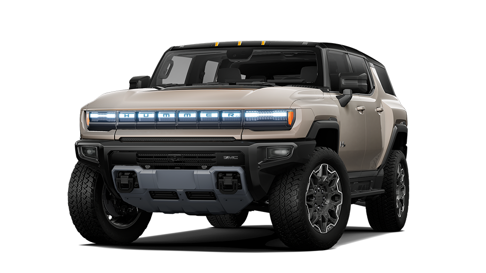 Front Three-Quarters View of a Tan GMC HUMMER EV SUV