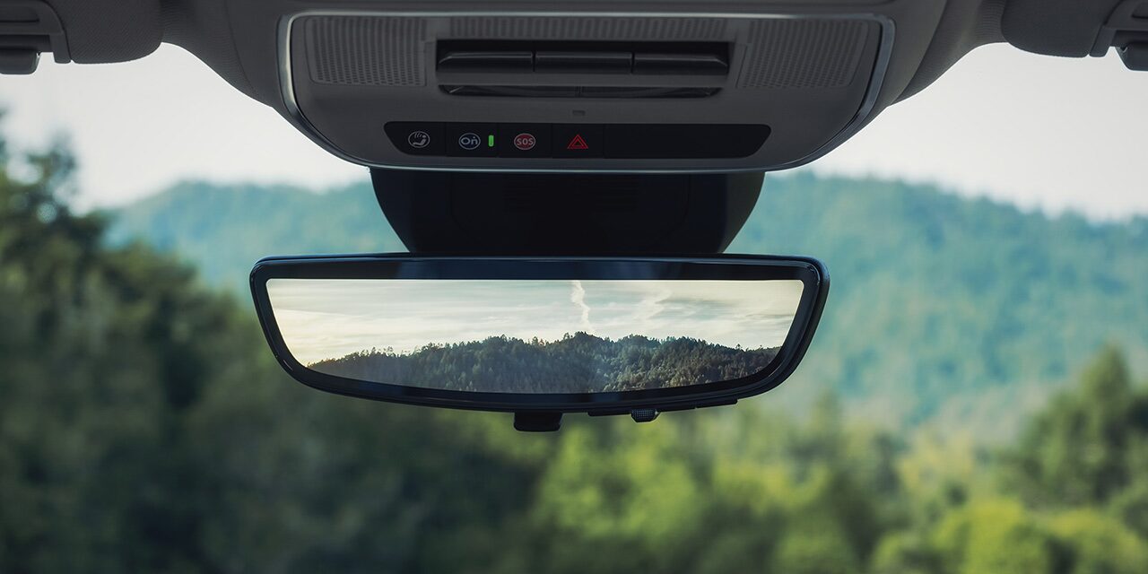 Close-up of the Rear Camera Mirror in the 2026 GMC Terrain Denali