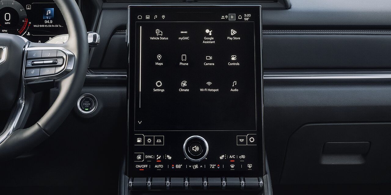 Close-up of the 15 Inch Diagonal Premium GMC Infotainment System in the 2026 GMC Terrain Elevation Compact SUV