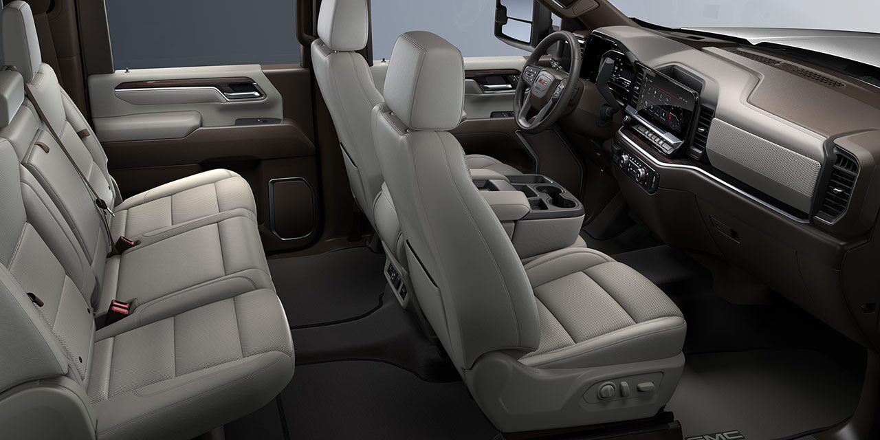 Profile View of the Front and Second Row Seating in the 2026 GMC Sierra HD Heavy Duty Truck